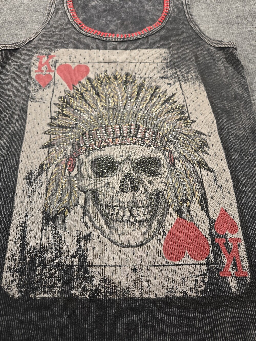Vocal Apparel Women's King of Hearts Skull Tank Top